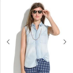 Madewell Sleeveless Chambray Shirt